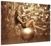 Obraz kobiety w złotym pokoju (70x50 cm)