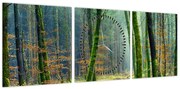 Obraz lasu (z zegarem) (90x30 cm)