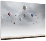 Obraz - Balony nad ceglaną ścianą (70x50 cm)