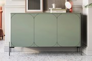 Komoda trzydrzwiowa Sonatia na metalowych nogach 150 cm - oliwka
