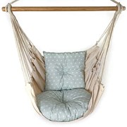 Huśtawka hamak na taras z poduszkami niebieski + biały M3-P91