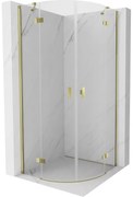 Mexen Mist kabina prysznicowa półokrągła uchylna 70 x 70 cm, transparent, złota - 8A33-070-070-50-00