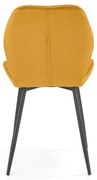 K453 krzesło musztardowy, tapicerowane, tkanina velvet, welur,