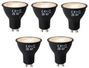 Zestaw 5 żarówek LED GU10 z 3-stopniową regulacją ściemniania, czarne, 6W, 4300 lm, 2000 - 6000K