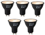 Zestaw 5 żarówek LED GU10 z 3-stopniową regulacją ściemniania, czarne, 6W, 4300 lm, 2000 - 6000K