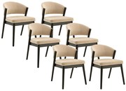 Zestaw 6 krzeseł z tkaniny i drewna hebanowego - Beż - ZELVYN