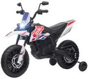 AIYAPLAY 12V Motocykl dla dzieci z kółkami bocznymi, LED, Muzyką, USB, Elektryczny motocykl dla chłopców i dziewcząt, Biały