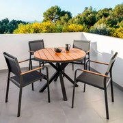 Zestaw Okrągłego Stołu Archer (ø100 Cm) I 4 Krzesła Ogrodowe Grafitowa Szarość - Sklum