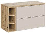 Szafka pod umywalkę nablatową BELLA CASHMERE 80cm kaszmir/dąb artisan - zestaw 100 cm z regałem i blatem COMAD