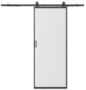Drzwi przesuwne naścienne - aluminium i matowe szkło hartowane - wys. 205 x szer. 73 cm - LINCI II