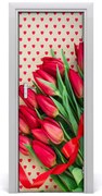Naklejka samoprzylepna na drzwi Czerwone tulipany
