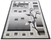 Szary prostokątny dywan w kwiaty P9-B24