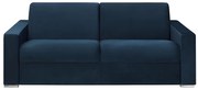 Kanapa 4-osobowa z ekspresowym mechanizmem rozkładania z weluru CALITO - Granatowy - Wymiary miejsca do spania: 160 cm - Materac 22 cm z pamięcią kształtu