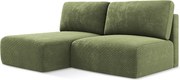 Otwarty Lewy narożnik z funkcją spania - z tkaniny szenilowej - zielony - KONA