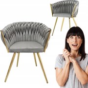 Fotel wolnostojący Tilo szary krzesło ozdobne welwet Family Meble