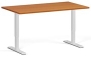 Biurko z regulacją wysokości, 140x80 cm, 2 silniki, biała podstawa, czereśnia