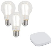 Zestaw 3 inteligentnych żarówek LED E27 z funkcją ściemniania A60 7W 806LM 2700-6500K z Zigbee Smart Hub