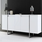 Komoda – 160 x 35 x 80 cm – Kolor biały i srebrny – Płyta wiórowa pokryta melaminą