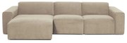 Beżowy sztruksowy narożnik modułowy Scandic Sting, lewostronny