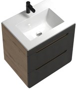 Szafka łazienkowa wisząca  z umywalką w zabudowie - Kolory naturalny i antracytowy - 60 cm - ARUBA