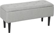 HOMCOM Ławka do Siedzenia z Przestrzenią do Przechowywania, do 120kg, Wygląd Aksamitu, 95x38x45cm, Szara
