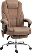 Vinsetto Ergonomiczny fotel biurowy z funkcją masażu, podnóżek, obrotowy, na kółkach, Brązowy | Aosom PL