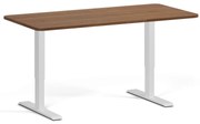 Biurko z regulacją wysokości, 160x80 cm, 2 silniki, zaokrąglone narożniki, biała podstawa, orzech