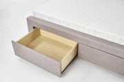 EVORA łóżko beżowe 160x200 kontynentalne, z szufladami, wezgłowie, wysokie