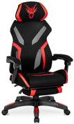 Czarno-czerwony fotel gamingowy z podnóżkiem D3-K53