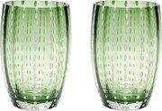 Zafferano Perle English Green zestaw 2 szklanek dmuchane szkło, 32 cl, ręcznie robione