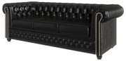 Czarna rozkładana sofa z imitacji skóry 203 cm York – Ropez