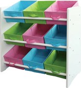 Kolorowa drewniana półka dla dzieci z pudełkami