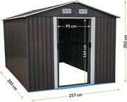 METALOWY DOMEK NARZĘDZIOWY 202x205x257 cm OGRODOWY Z DRZWIAMI PRZESUWNYMI
