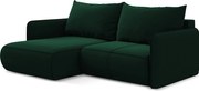 Narożnik lewostronny z funkcją spania - z tkaniny welwetowej - butelkowa zieleń - NANEA