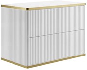 Szafka pod umywalkę wisząca ryflowana ze złotą listwą - Biały - szer. 80 cm - KELIZA