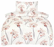 Biało-pomarańczowa pościel jednoosobowa z satyny bawełnianej 140x200 cm Adeline – My House