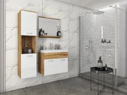 MINIO go for it, Meble łazienkowe MONTANA w kolorze dąb wotan/biały połysk