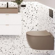 Miska WC wisząca rimless brązowa LERA cappuccino z deską wolnoopadającą typu Slim
