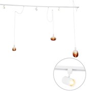 1-fazowy system szynowy z 3 reflektorami i lampami wiszącymi w kolorze białym - Cavalux Jeana Nowoczesny Oswietlenie wewnetrzne