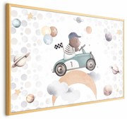 Plakat Miś w wyścigówce 30x21 cm z ramą złotą bez marginesu ARTGEIST B