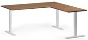 Narożne biurko z regulacją wysokości, 180x180 cm, 3 silniki, L/P, biała podstawa, orzech