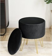 Pufa AKORD LILI welurowa otwierana z pojemnikiem kolor Czarny wysokość 45 cm