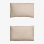 Pack 2 Poszewek Na Poduszki Z Perkalu Bawełnianego O Gęstości 180 Nitek Lesia Kremowa Tapioca & 50 X 75 Cm - Sklum