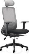 Fotel biurowy - obrotowy i regulowany na wysokość - materiał i siatka - szary i czarny - MELTE