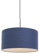 Nowoczesna lampa wisząca czarna z kloszem w kolorze antycznego błękitu 50 cm - Combi 1 Nowoczesny Oswietlenie wewnetrzne