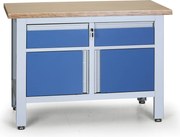 Stół warsztatowy G6, 2 szuflady, 2 szafki, 1200 x 600 x 860 - 900 mm, niebieski