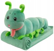 Pluszowa GĄSIENNICA z dziecięcym kocykiem w środku, zielona