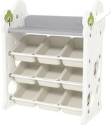 AIYAPLAY Regał dziecięcy na zabawki i książki z 9 pojemnikami, do pokoju dziecięcego, przedszkola, plastikowy, kolor kremowy