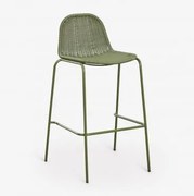 Wysoki, Sztaplowany Stołek Z Rattanu Syntetycznego Reiven Intensywny Verde Olive & ↑75 Cm - Sklum
