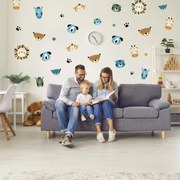 Naklejki na ścianę - Zwierzęta niebiesko - żółte